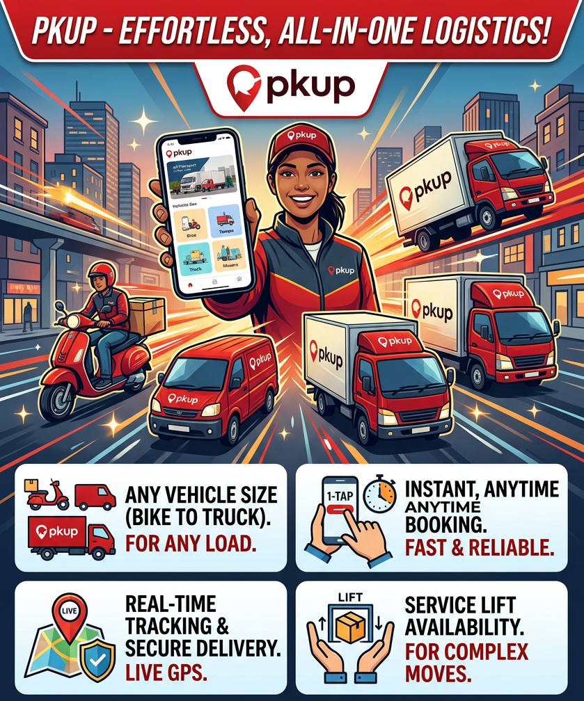 pkup – Effortless, All-in-One Logistics: bike, tempo, truck and 40ft trailer fleet